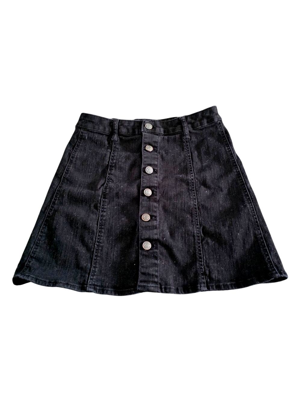Mossimo Black Denim Front Button Up Mini Skirt - Size 6